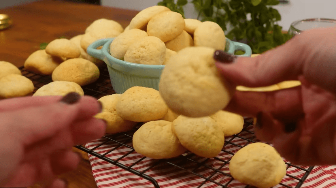 Melt-in-your-mouth cream cookies with a soft center served with coffee
