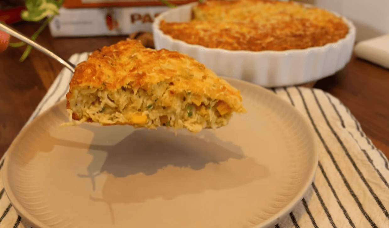 Alt text: Creamy gluten-free chicken pie with golden crust